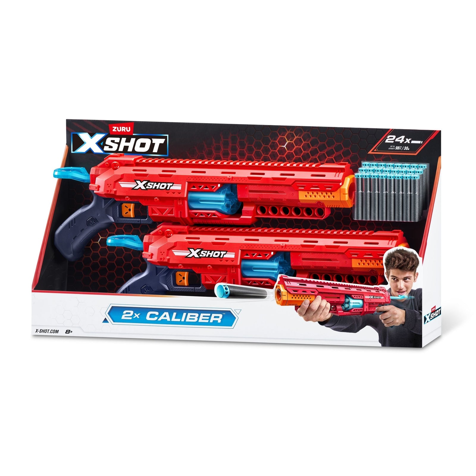 X-Shot Excel Caliber Pump-Action Dart Blaster with 24 Darts, 2-pk, Ages 8+ O6M7 - product image 1