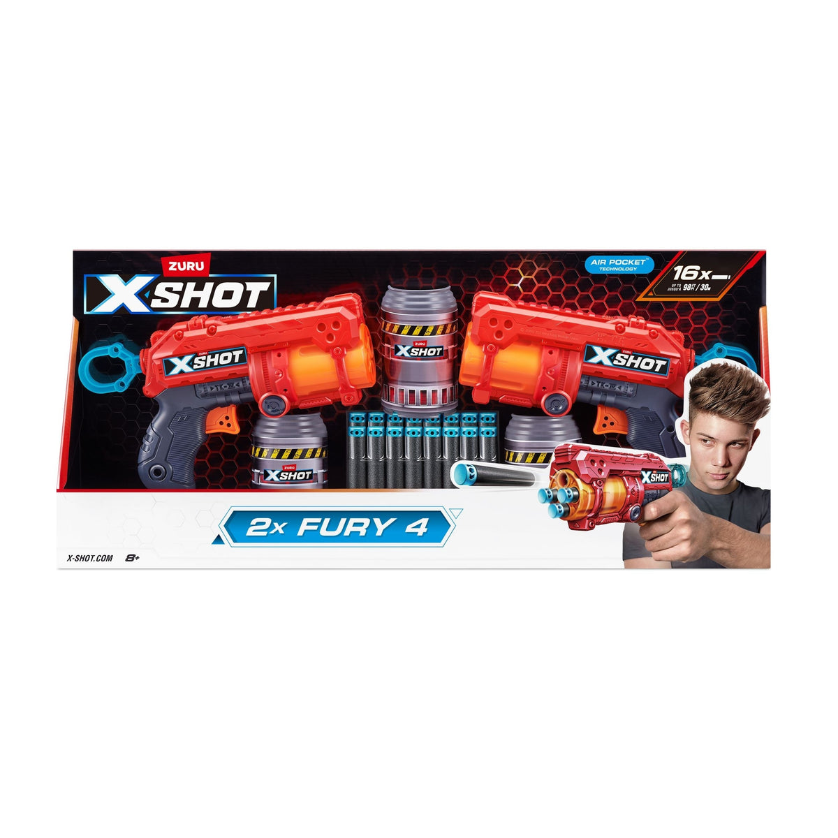 X-Shot Excel-Fury Foam Dart Blaster, Includes 16 Darts, 2-pk, Ages 8+ D0G2 - product image 1