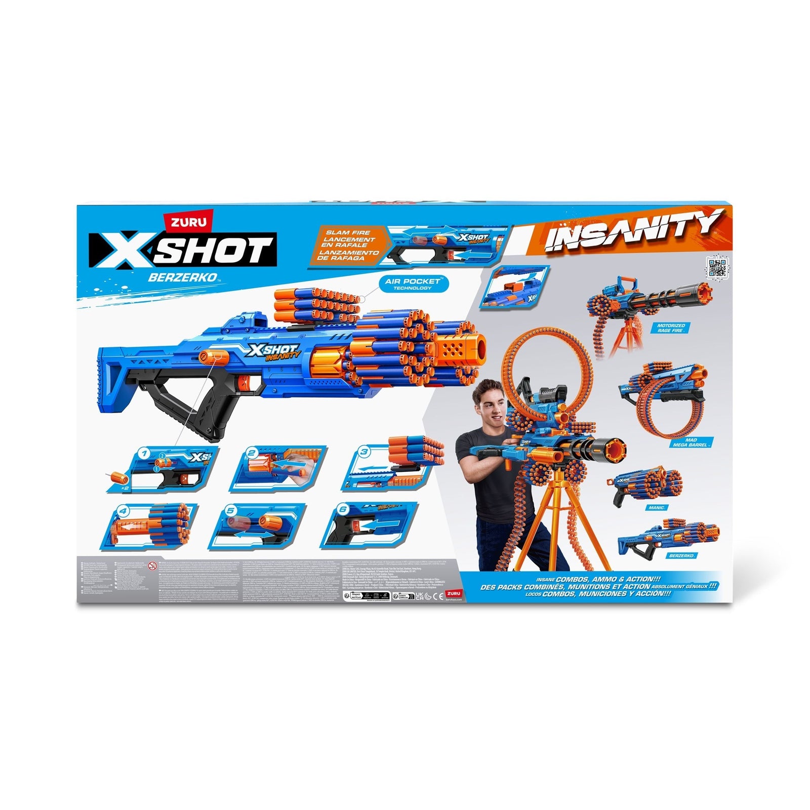X-Shot Insanity-Series 1 Berzerko Dart Blaster with 96 Darts, 2-pk, Ages 8+ X3I3 - product image 3