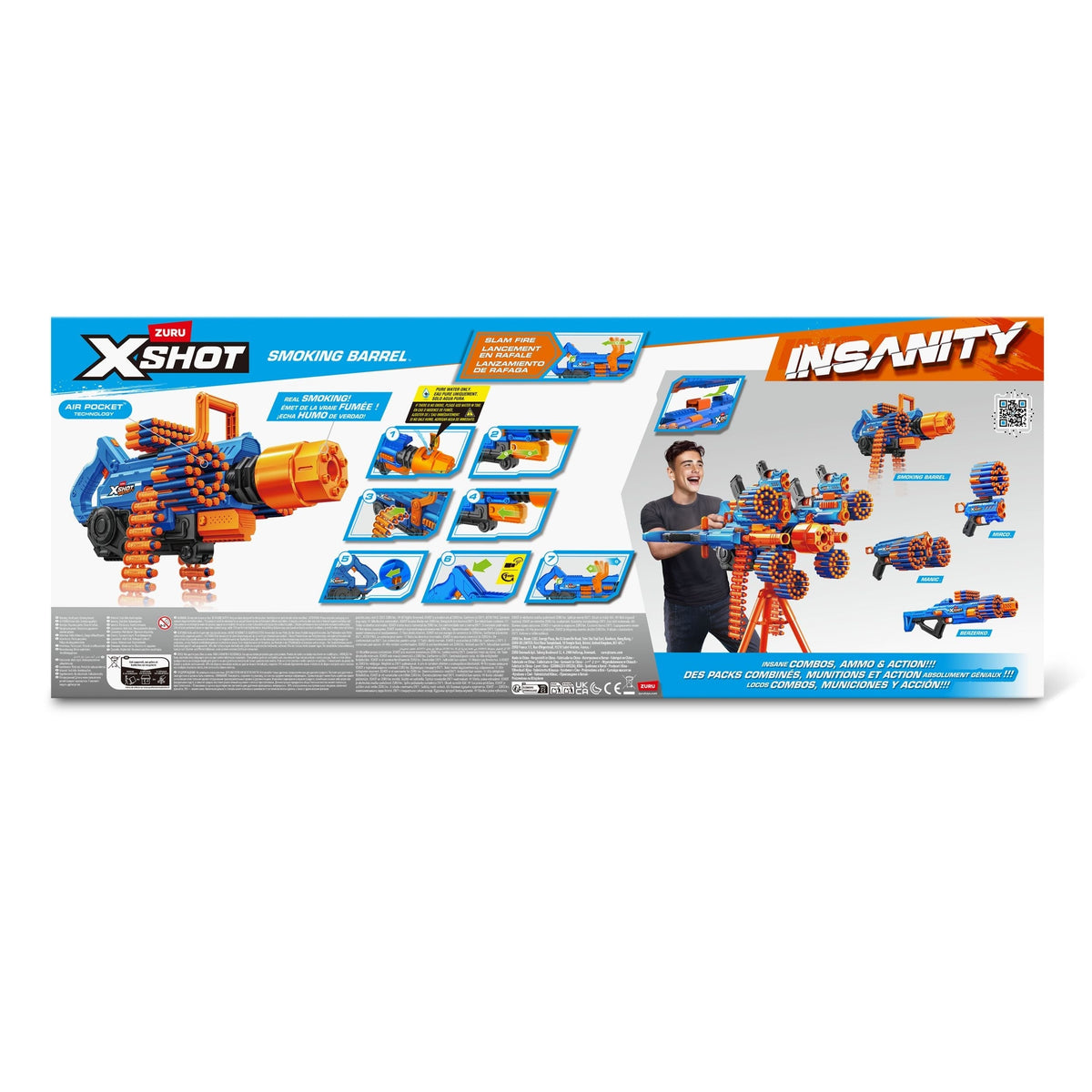 X-Shot Insanity Smoking Barrel Foam Dart Toy Blaster with 72 Darts E9H0 - product image 2