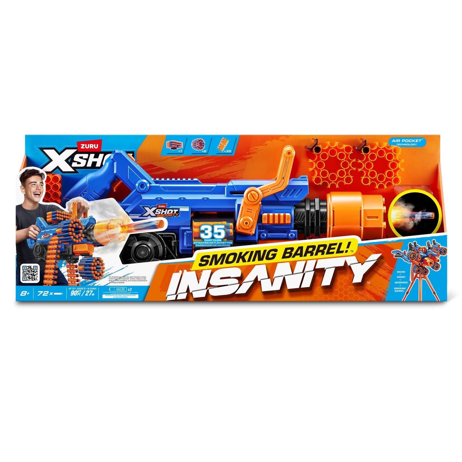 X-Shot Insanity Smoking Barrel Foam Dart Toy Blaster with 72 Darts E9H0 - product image 3