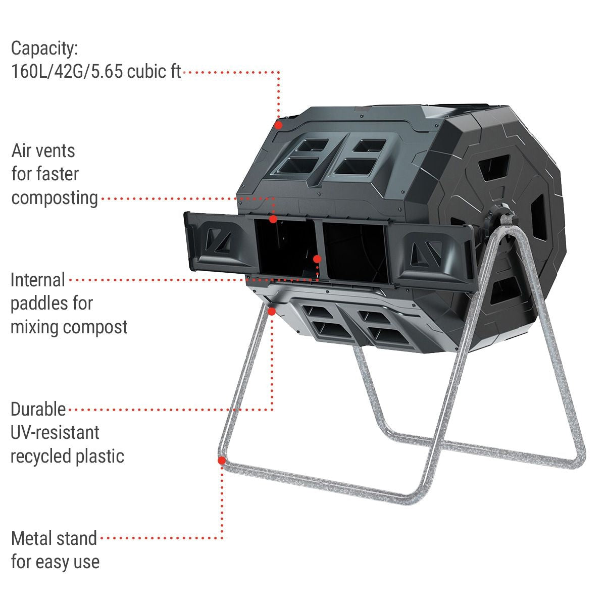 Tumbling Composter with Two Chambers S8J6 - product image 3