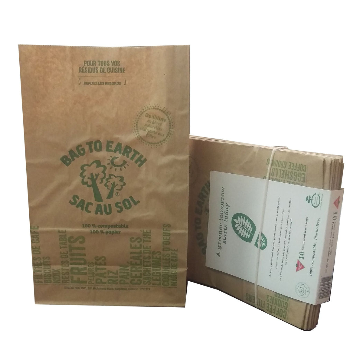 Bag to Earth Small Organic Compostable and Biodegradable Food Waste Bags, 10-pk, 5.5-L E3C8 - product image 1