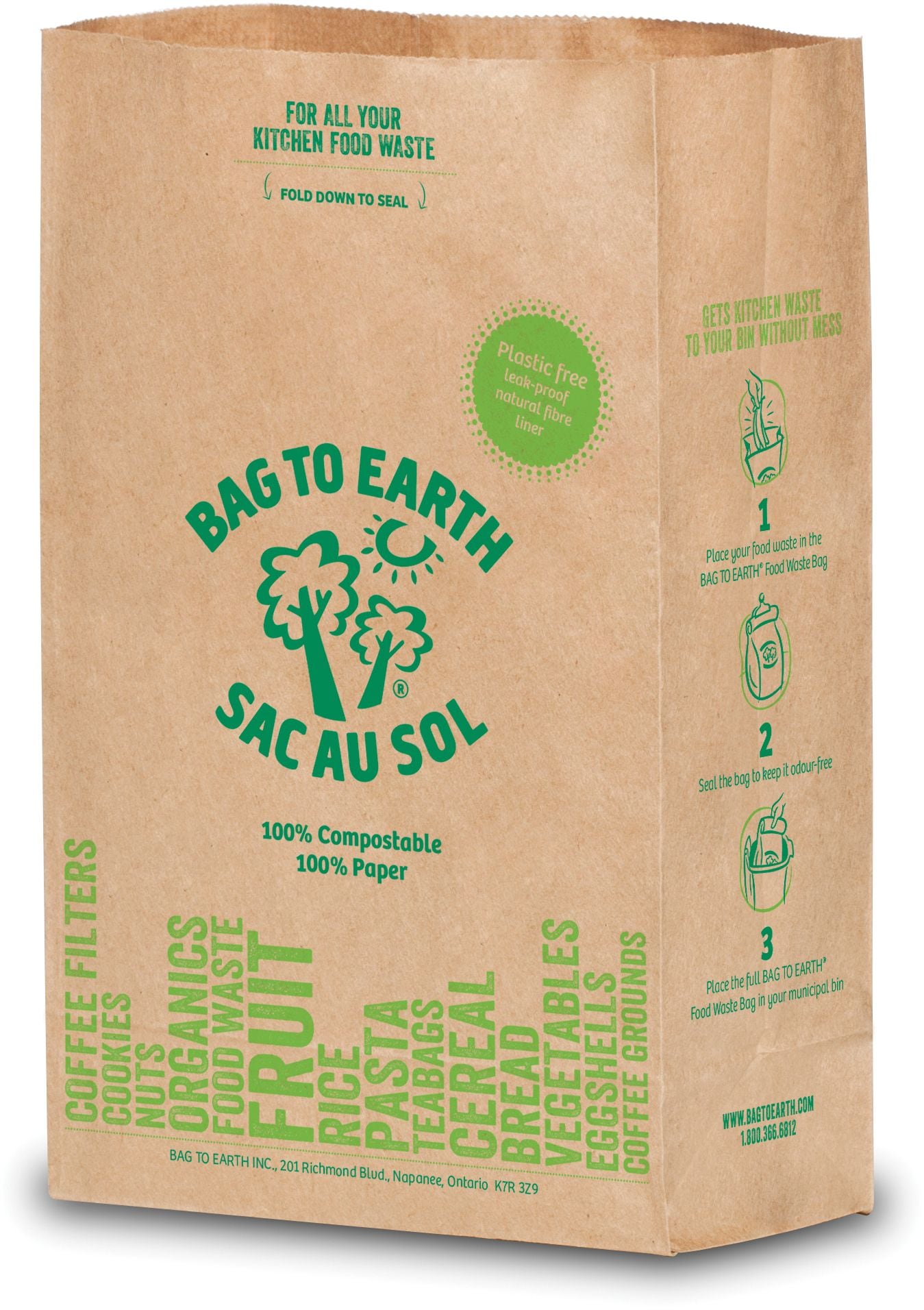 Bag to Earth Small Organic Compostable and Biodegradable Food Waste Bags, 10-pk, 5.5-L E3C8 - product image 2