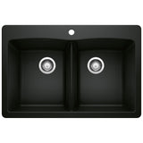 50/50 Double Bowl Dual Mount Kitchen Sink, Black, 33-in N3C1 - product image 1