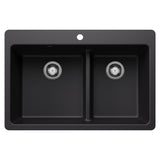 Dual Mount Kitchen Sink with Low Divide, Black, 33-in S2A1 - product image 1