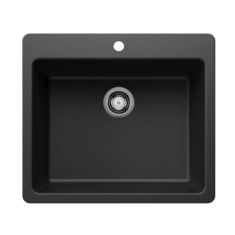 Liven SILGRANIT 25-in Single Bowl Dual Mount Kitchen Sink, Anthracite R6Y8