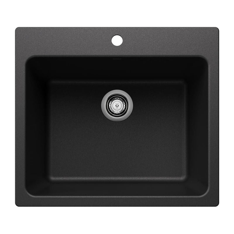 Liven SILGRANIT 25-in Single Bowl Dual Mount Laundry Sink, Anthracite L9X6