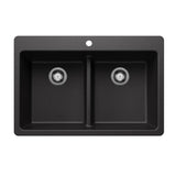 Liven SILGRANIT 33-in 50/50 Double Bowl Dual Mount Kitchen Sink with Low Divide, Anthracite Y8Z6 - product image 1