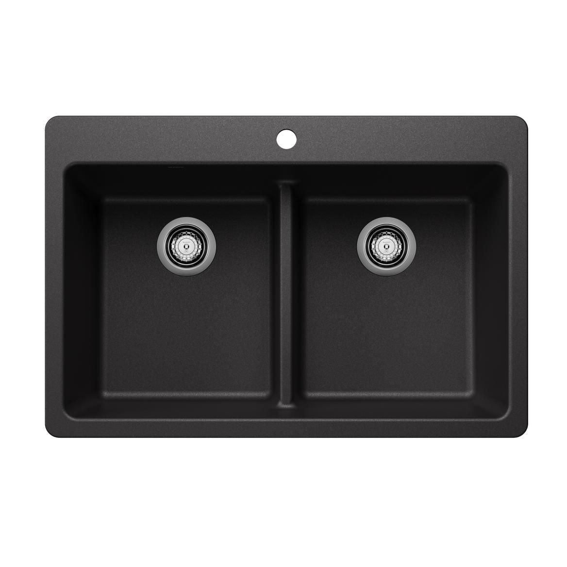 Liven SILGRANIT 33-in 50/50 Double Bowl Dual Mount Kitchen Sink with Low Divide, Anthracite Y8Z6 - product image 1