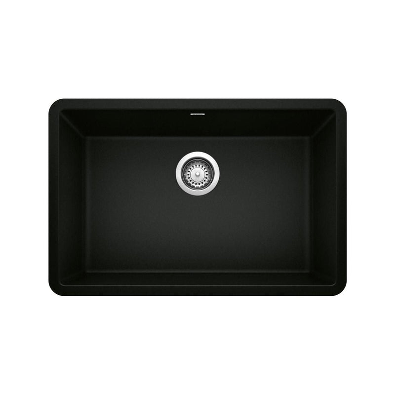 Precis SILGRANIT 27-in Single Bowl Undermount Kitchen Sink, Coal Black P0V7