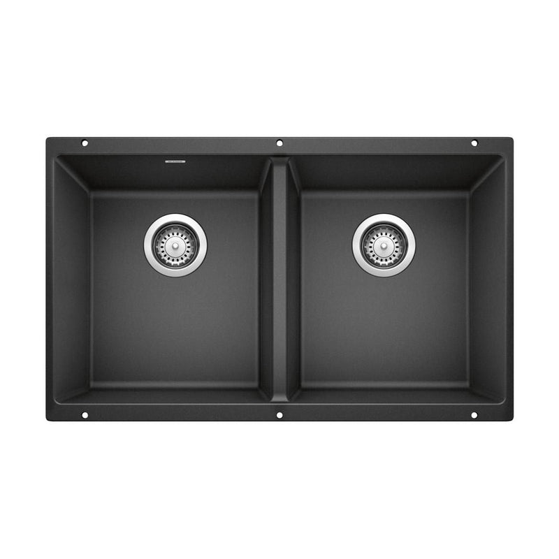 Precis SILGRANIT 29-in 50/50 Double Bowl Undermount Kitchen Sink, Anthracite Y5O4