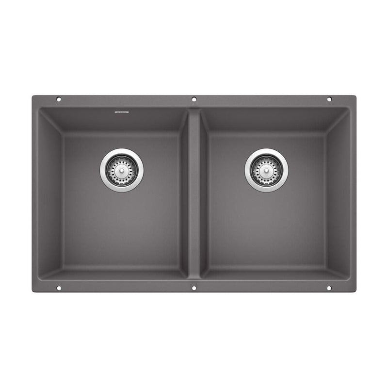 Precis SILGRANIT 29-in 50/50 Double Bowl Undermount Kitchen Sink, Cinder K6K4