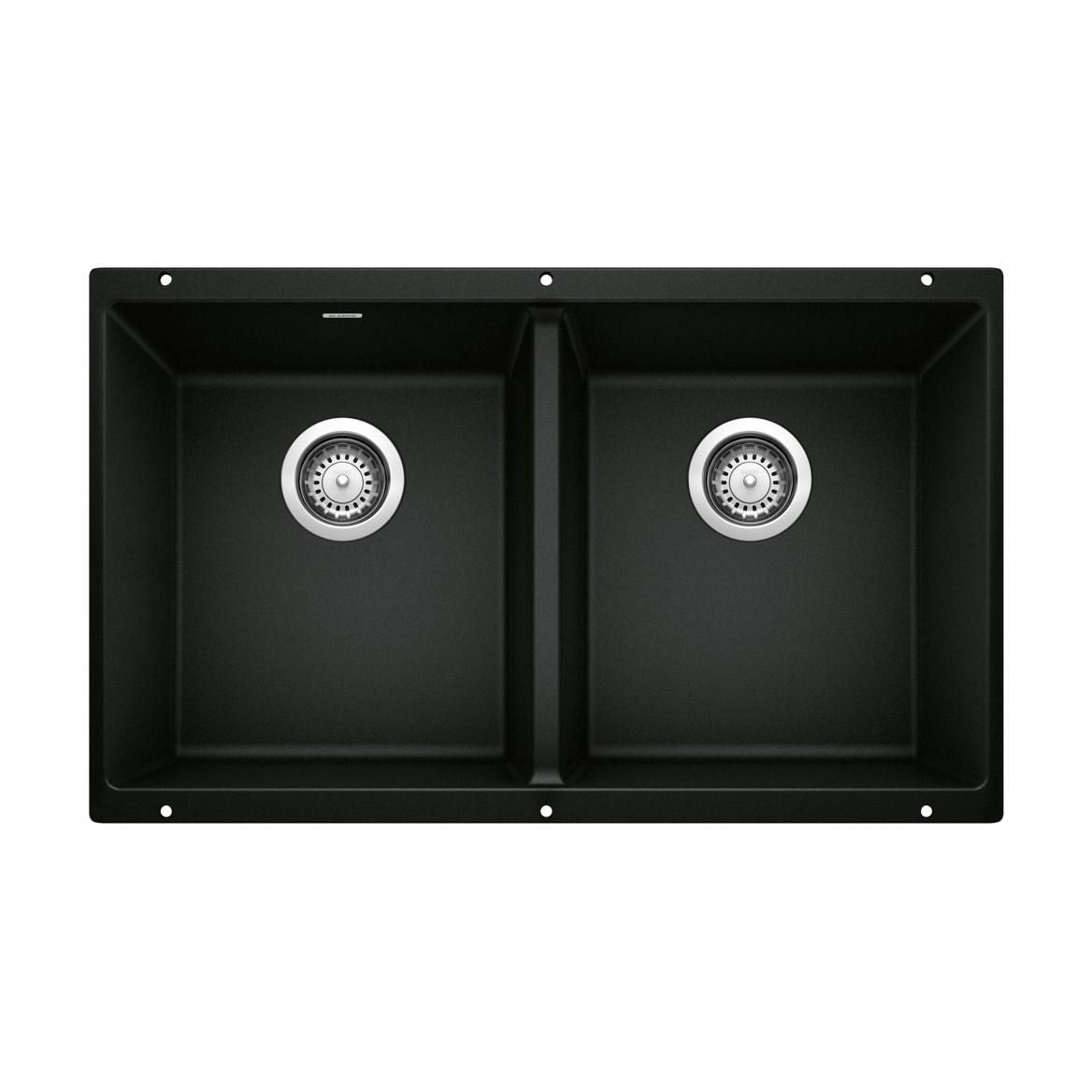 Precis SILGRANIT 29-in 50/50 Double Bowl Undermount Kitchen Sink, Coal Black T8R2 - product image 1