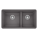 Precis SILGRANIT 33-in 60/40 Double Bowl Undermount Kitchen Sink, Cinder I8P7 - product image 1