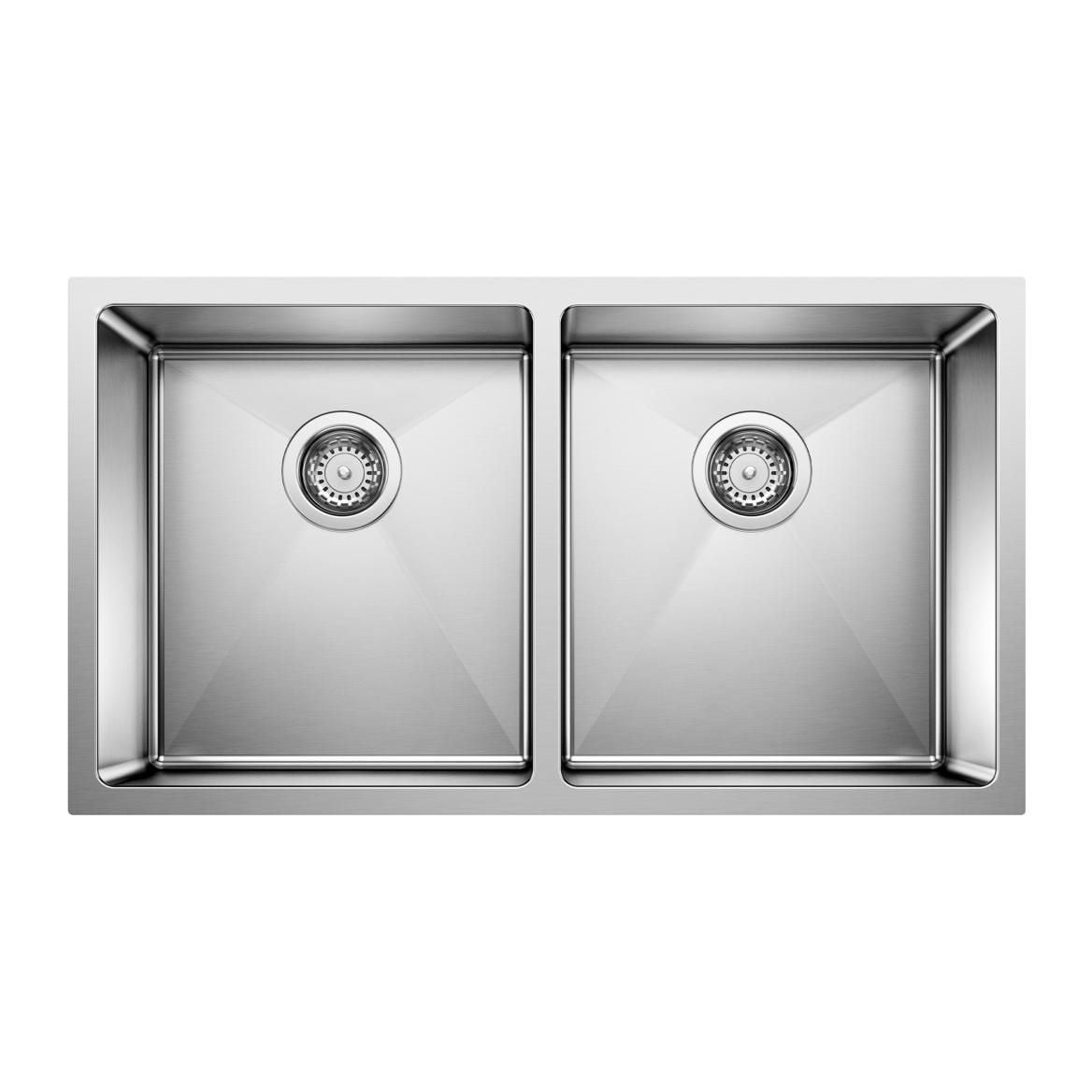 Quatrus R15 32-in 50/50 Double Bowl Undermount Stainless Steel Kitchen Sink W5D3 - product image 1