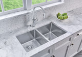 Quatrus R15 32-in 50/50 Double Bowl Undermount Stainless Steel Kitchen Sink W5D3 - product image 2