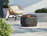 Barbeau Oval Outdoor Fluted Wood Firepit, 28-in, Black C2V6 - product image 6