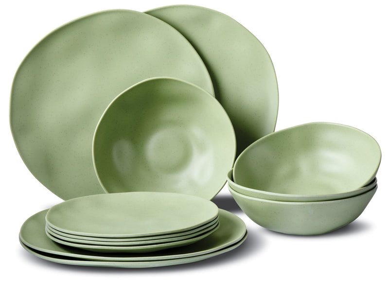 Everyday Dinnerware Set, BPA-Free, Sage Green, 12-pk R3P0