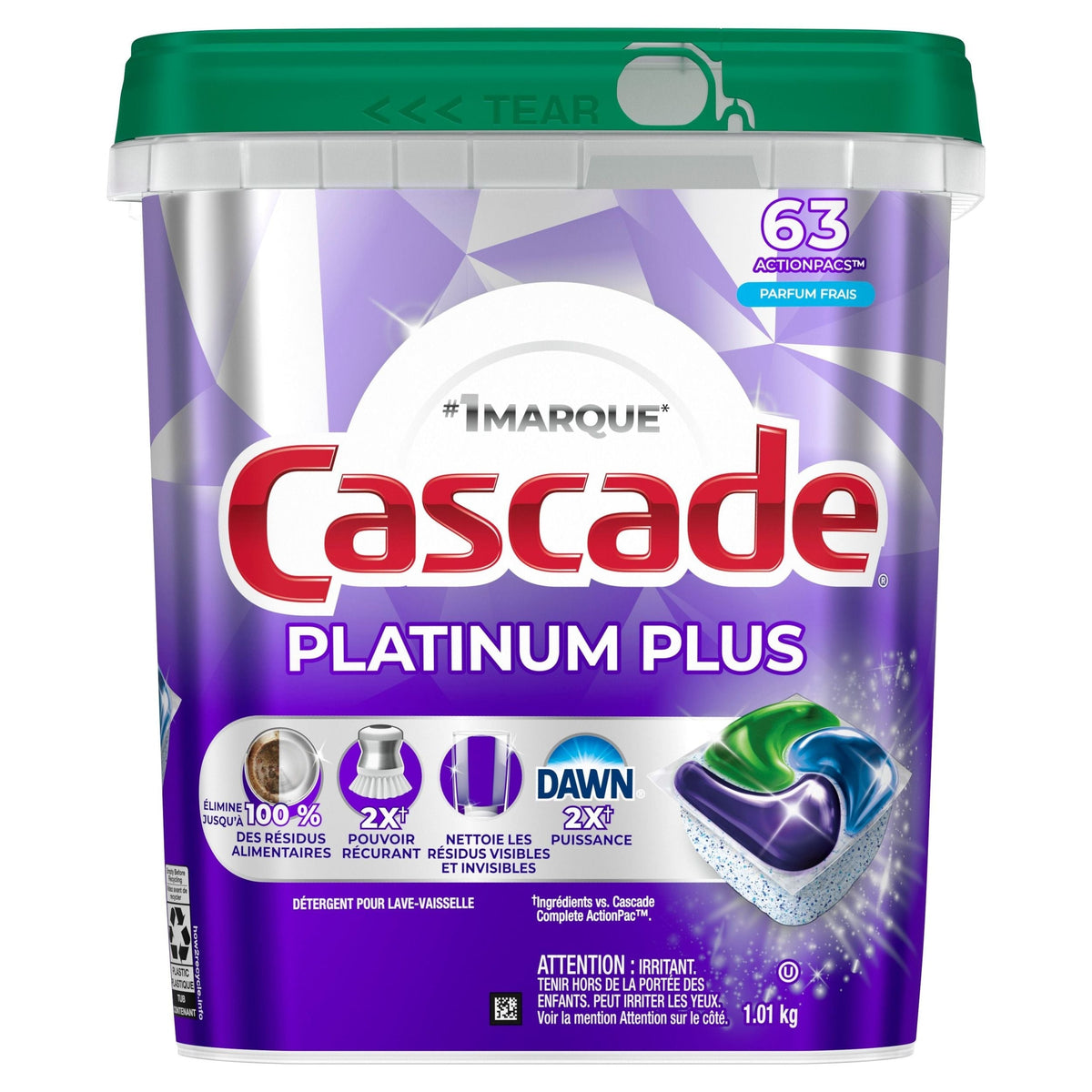 ActionPacs Platinum Plus Fresh Dishwasher Pods, 63-ct V3L0 - product image 1