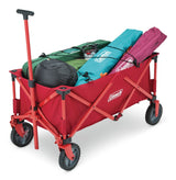 Outdoor Collapsible Folding Utility Wagon with Brake & Carry Bag, Red, 220-lb (100-kg) Capacity E0I0 - product image 1