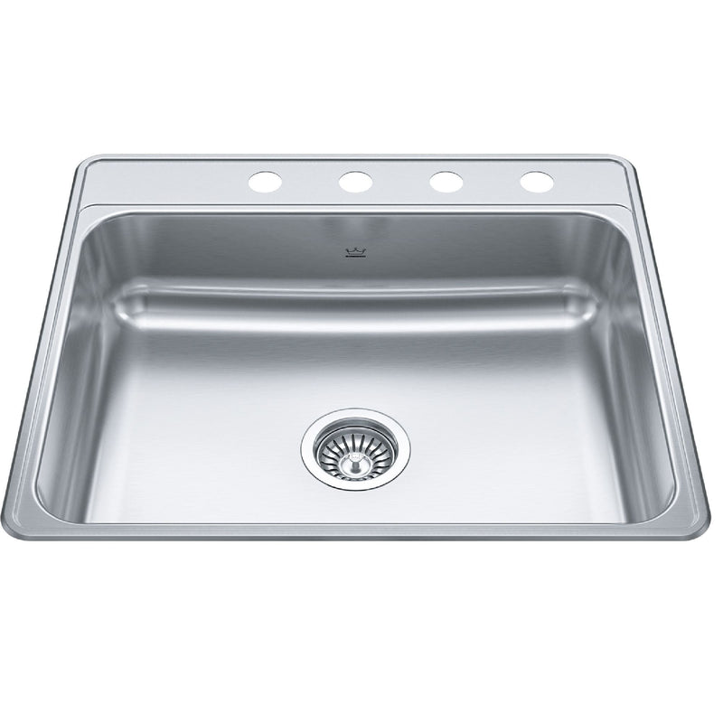Drop-In Single 4-Hole Stainless Steel Sink, 22x25-in R1G9
