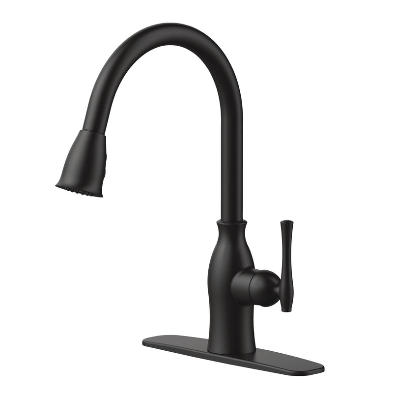 Lisa 1-Handle Pull-Down Kitchen Faucet, Matte Black T1Z1