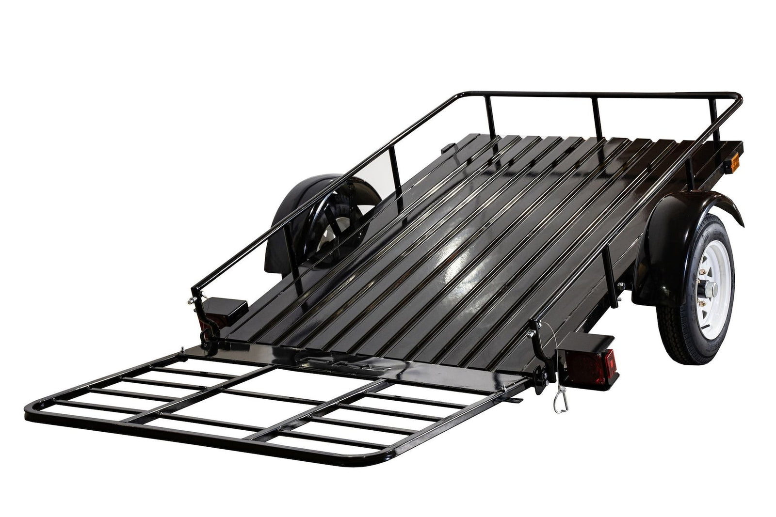 DK2 by Marlon 4x6-ft Single-Axle Black Open Rail Utility Trailer with Ramp Gate, 1314-lb Capacity B4I6 - product image 8