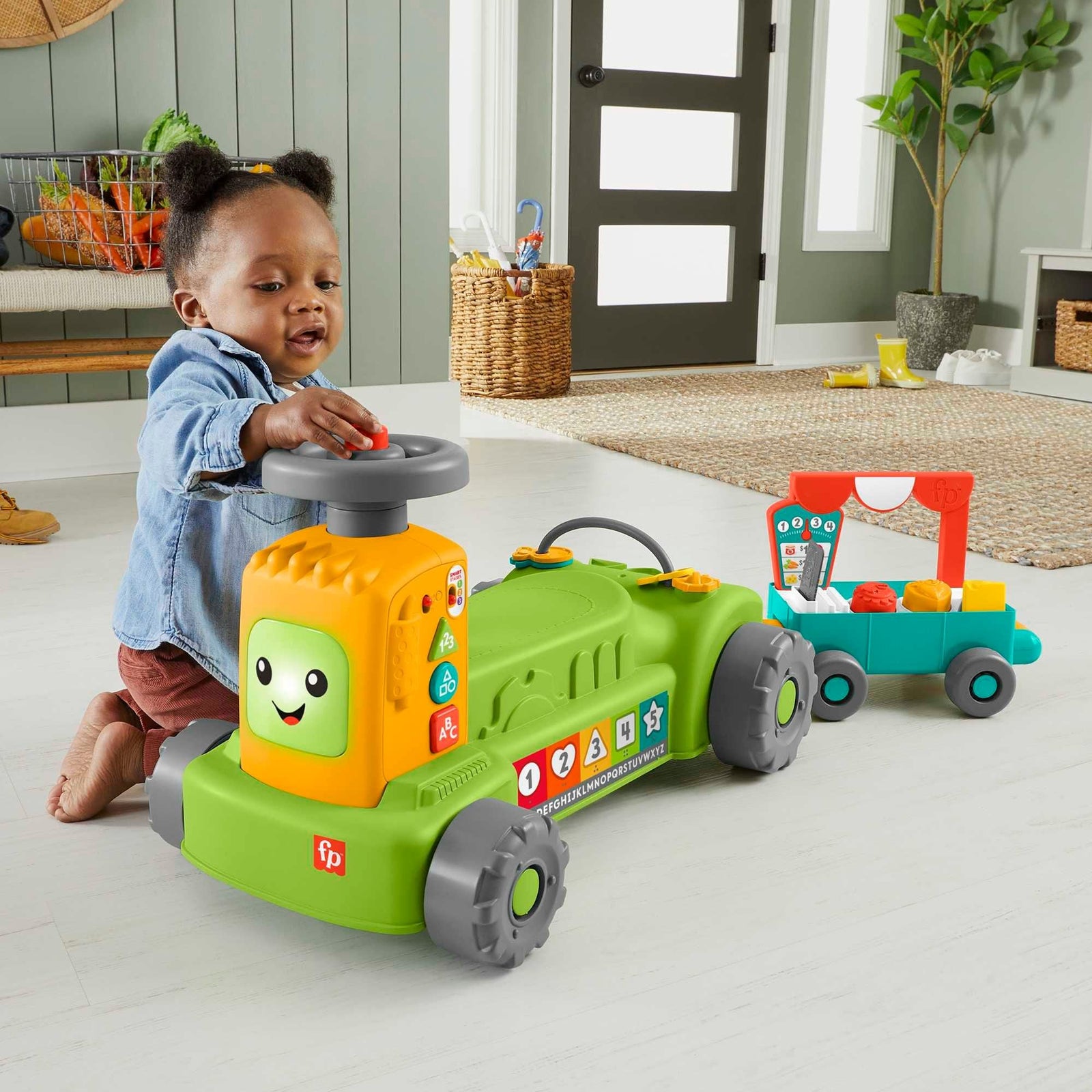 Laugh & Learn 4-in-1 Farm to Market Tractor Ride-On Learning Toy for Baby & Toddlers U1J9 - product image 2