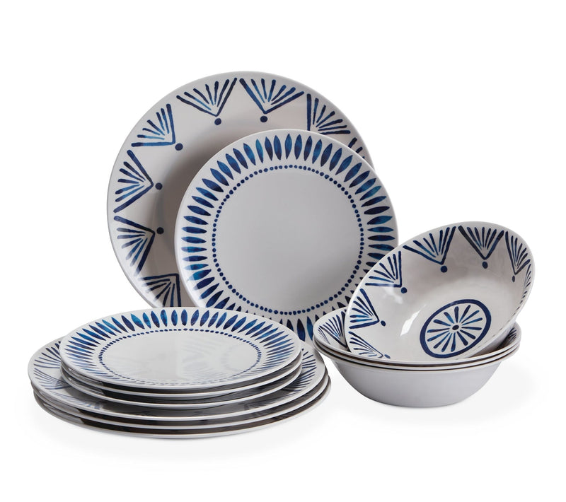 Patio Dinnerware Set, 12-piece, Blue B7U7