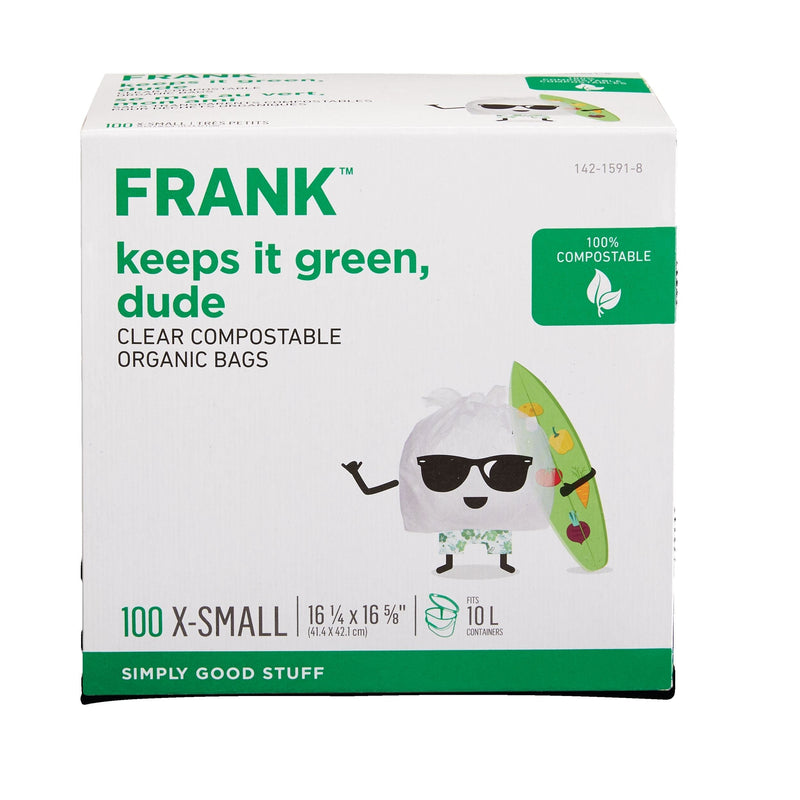 Extra-Small Organic Compostable Food Waste Bags, 100-pk, Clear, 10-L I7M6