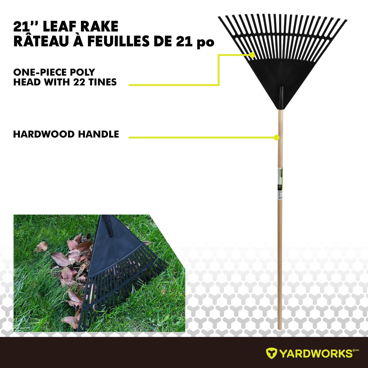 Garden Club 22-in Wide Poly 22-Tine Leaf Rake, 59-in Hardwood Shaft D4D3 - product image 2