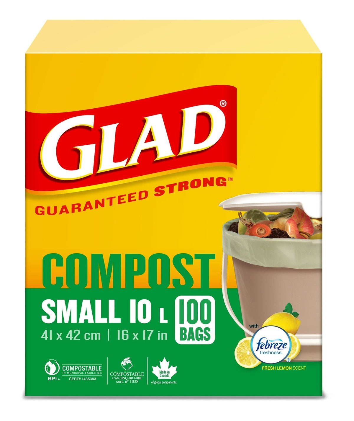 Small 100% Compostable Febreze Lemon Scented Food Waste Bags, 100-pk, 10-L L7O0 - product image 3