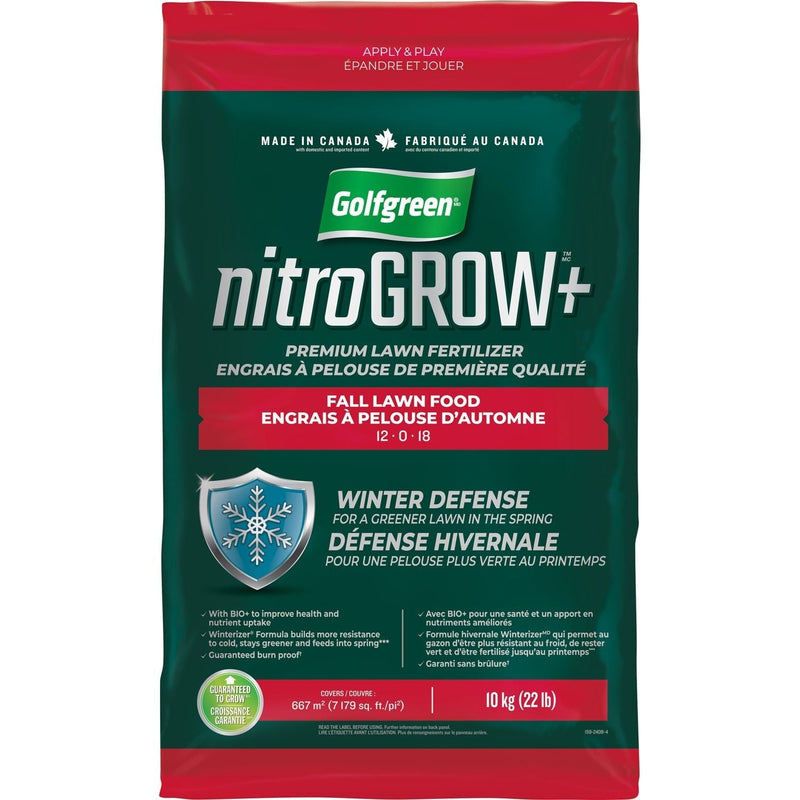 Nitrogrow+ Fall Lawn Food, 12-0-18, 10-kg O9P0