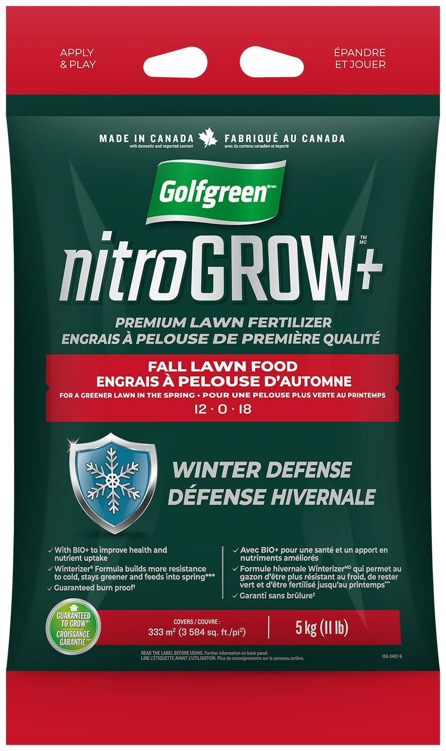 Nitrogrow+ Fall Lawn Food, 12-0-18, 5-kg X7N3 - product image 2