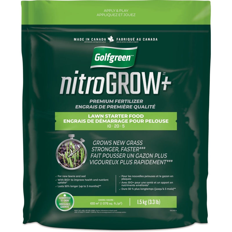 Nitrogrow+ Lawn Starter Premium Fertilizer,10-20-05, 1.5-kg D9B2