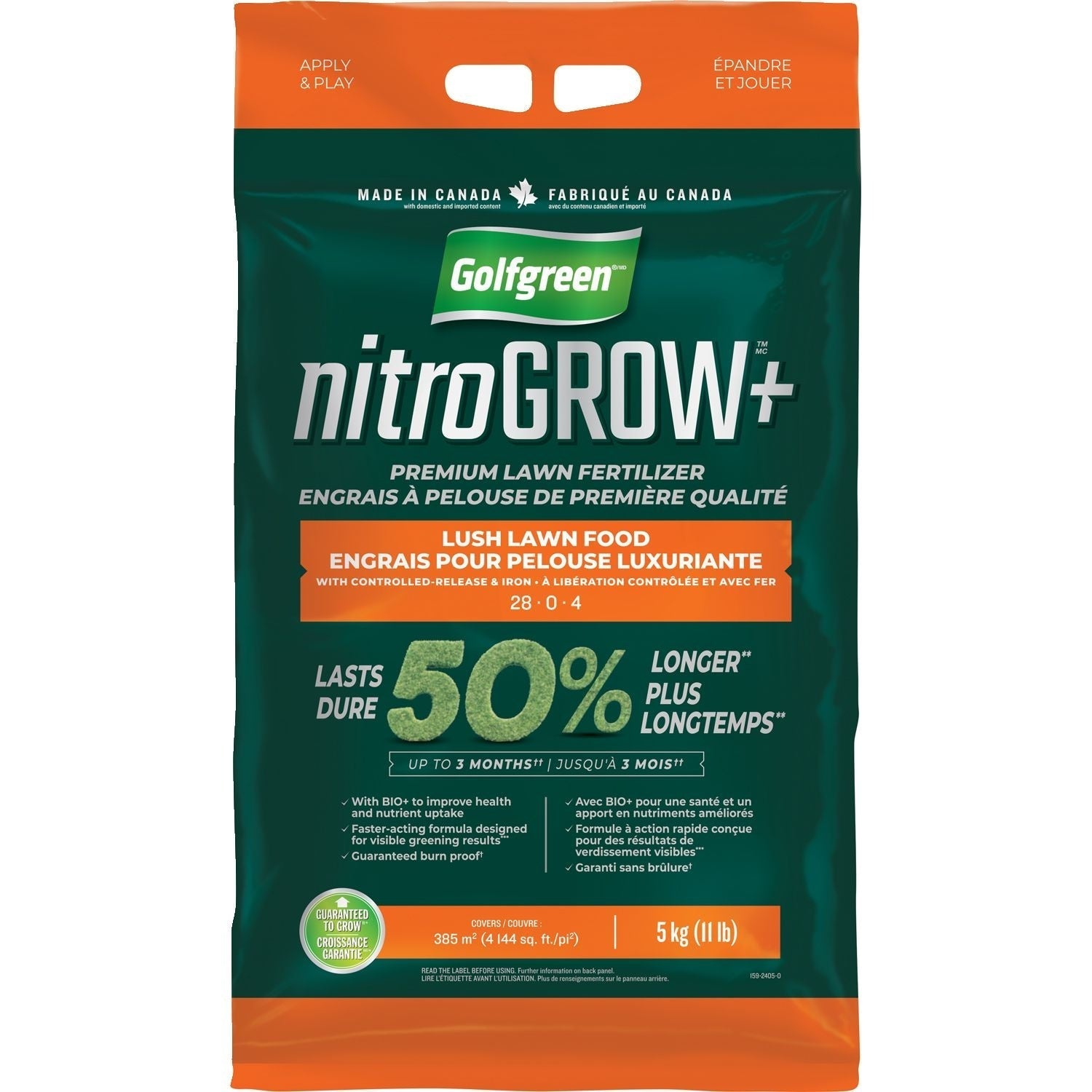 Nitrogrow+ Premium Nitrogen Enriched Lush Lawn Fertilizer, 28-0-4, 5-kg N6E0 - product image 2