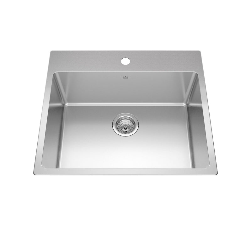 Brookmore Drop In Single Bowl 1-Hole Kitchen Sink, 25-in x 22-in x 9-in, Stainless Steel O8W9