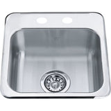 Steel Queen Drop In Single Bowl 2-Hole Hospitality Sink, 15.13-in x 15.44-in x 6-in, Stainless Steel Y0F7 - product image 1
