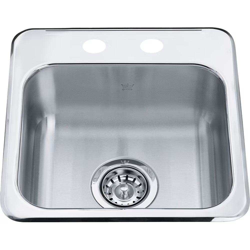 Steel Queen Drop In Single Bowl 2-Hole Hospitality Sink, 15.13-in x 15.44-in x 6-in, Stainless Steel Y0F7 - product image 1