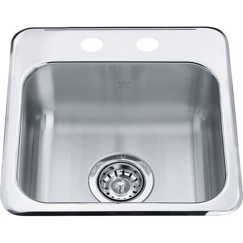 Steel Queen Drop In Single Bowl 2-Hole Hospitality Sink, 15.13-in x 15.44-in x 6-in, Stainless Steel Y0F7