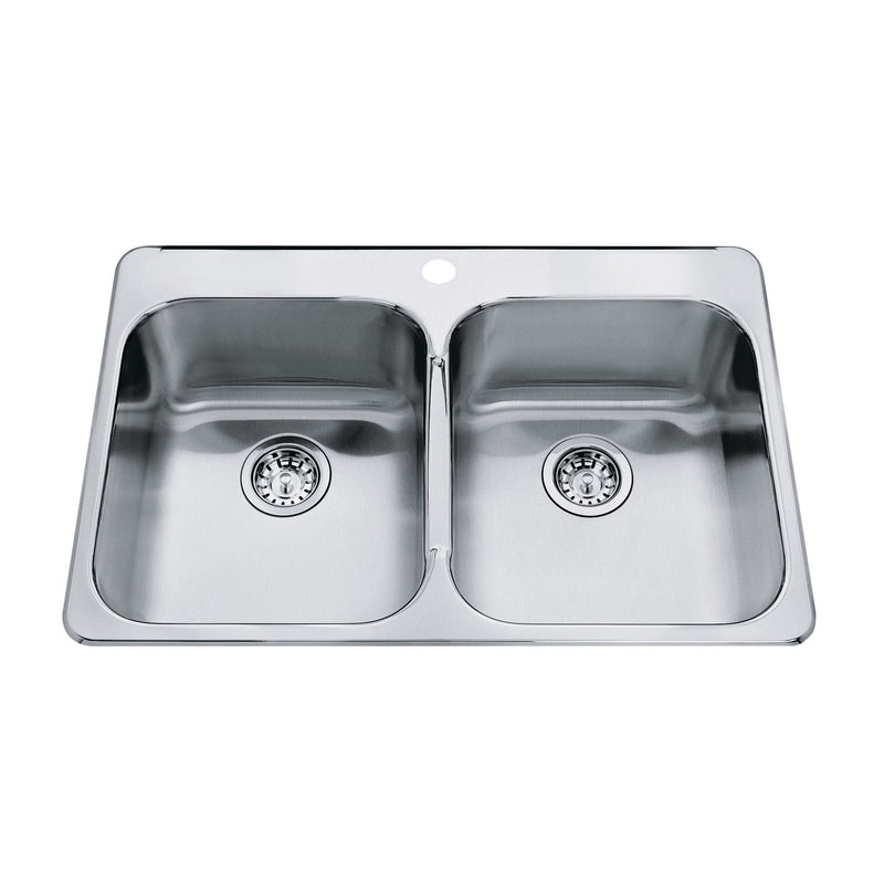 Steel Queen Top Mount Stainless Steel Double Bowl Kitchen Sink, 23x34x7-in M9V5