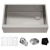 Kore Apron Front Farmhouse Stainless Steel Single Bowl Kitchen Sink with Add-Ons, 33x21x10-in L3F1 - product image 1