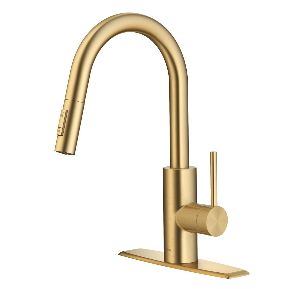 Oletto Single Handle High Arc Pull Down Kitchen Faucet, Brushed Brass S3V9 - product image 1