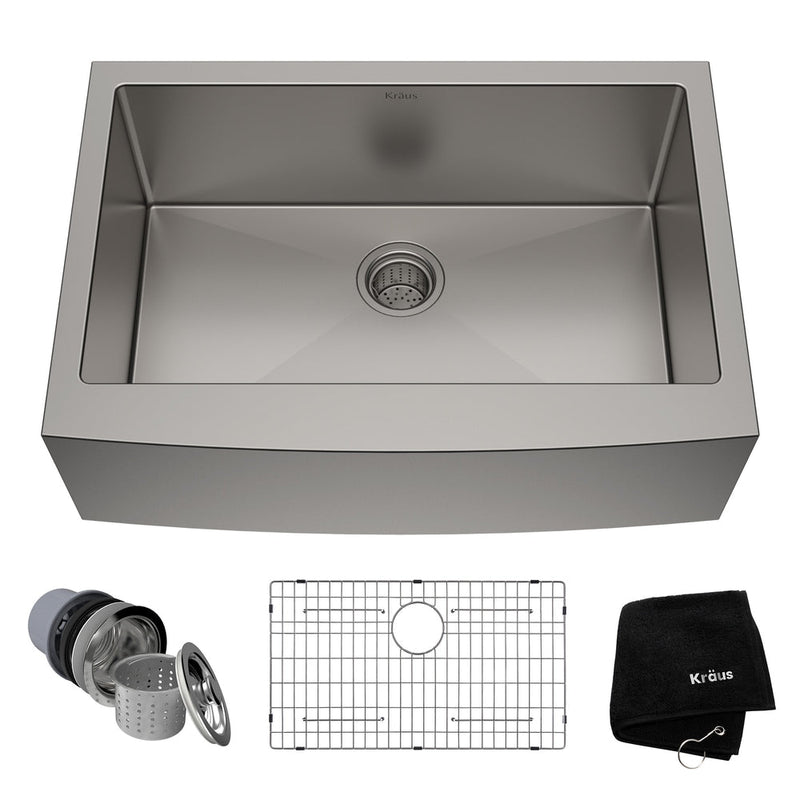 Standard PRO Apron Front Farmhouse Stainless Steel Single Bowl Kitchen Sink, 30x21x10-in G1T7