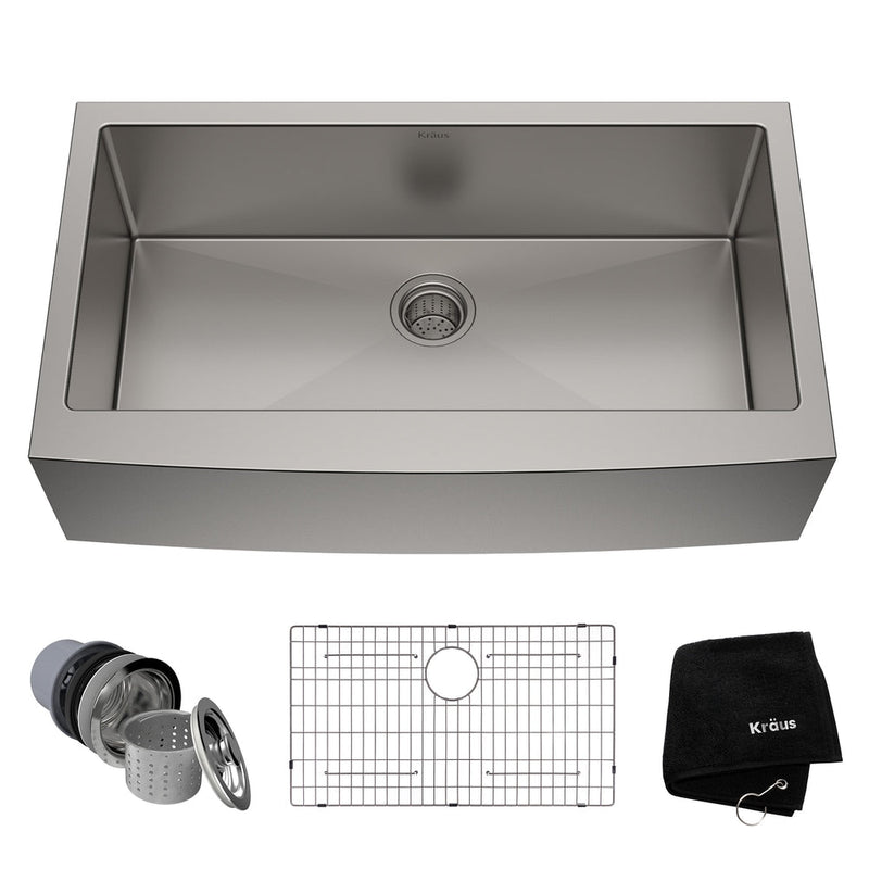 Standard PRO Apron Front Farmhouse Stainless Steel Single Bowl Kitchen Sink, 36x21x10-in S8C8