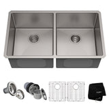 Standard PRO Undermount Stainless Steel Double Bowl 50/50 Kitchen Sink, 33x19x10-in B3E0 - product image 1