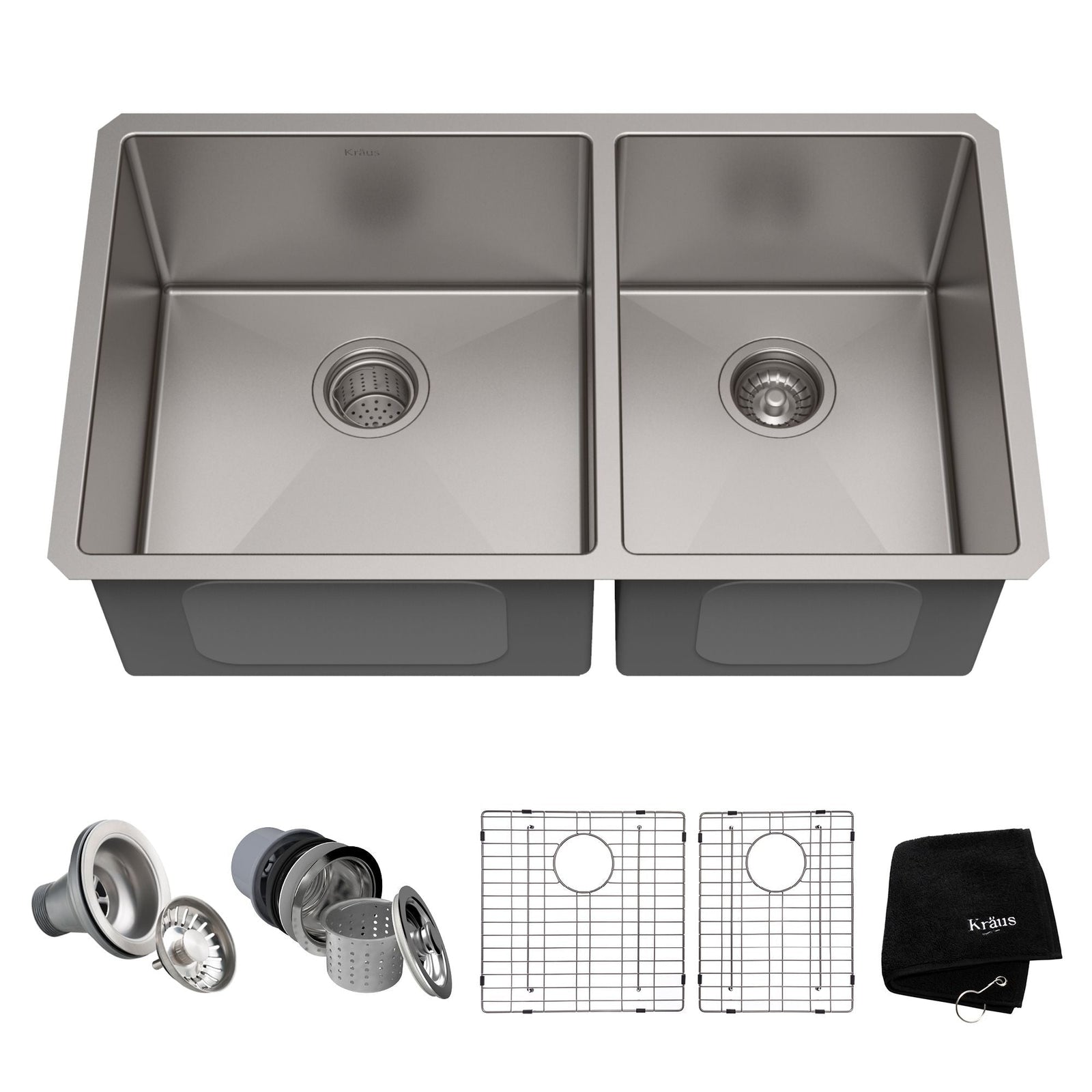 Standard PRO Undermount Stainless Steel Double Bowl 60/40 Kitchen Sink, 33x19x10-in G0C8 - product image 1