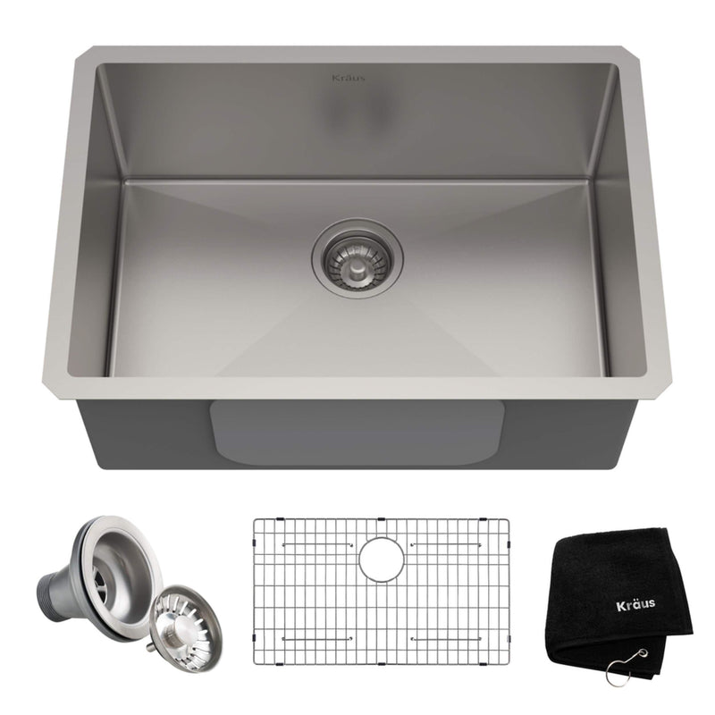 Standard PRO Undermount Stainless Steel Single Bowl Kitchen Sink, 23x18x10-in E3J9