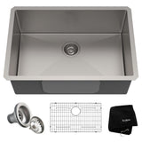 Standard PRO Undermount Stainless Steel Single Bowl Kitchen Sink, 28x19x10-in I4K7 - product image 1
